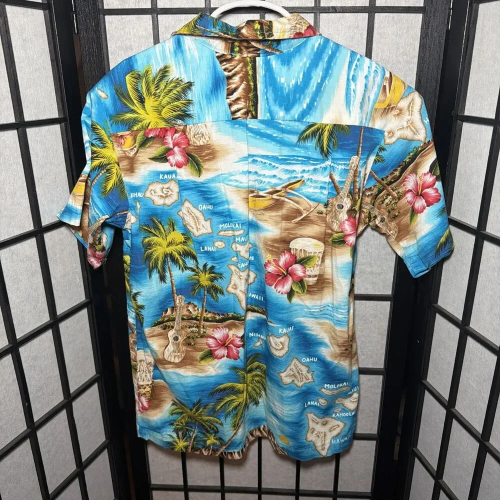 Vintage RJC‎ Boys Size 10 Floral Island Print Hawaiian Shirt Made In Hawaii